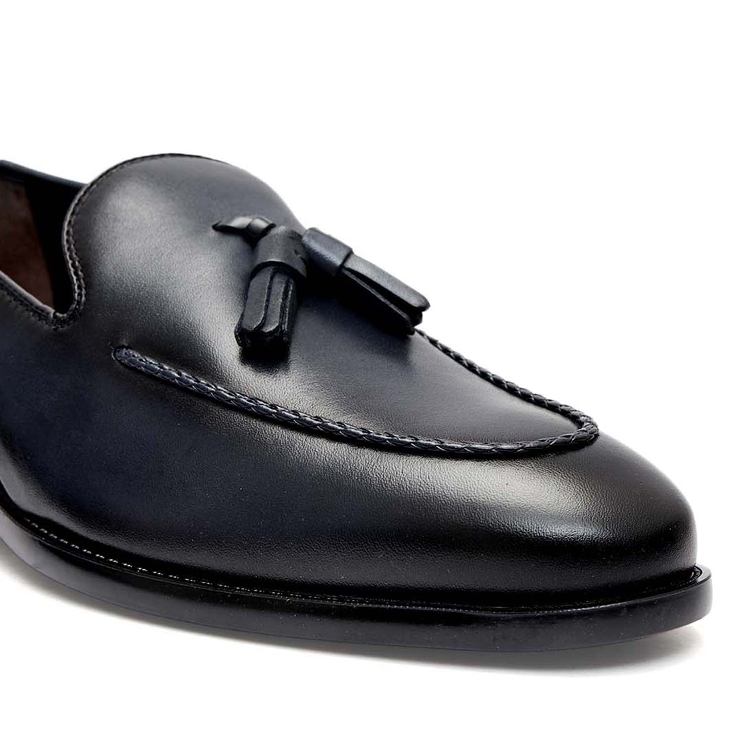 Cobbler India Blue Loafers With Tassels