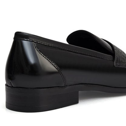Cobbler India Black Croco Trim Loafers