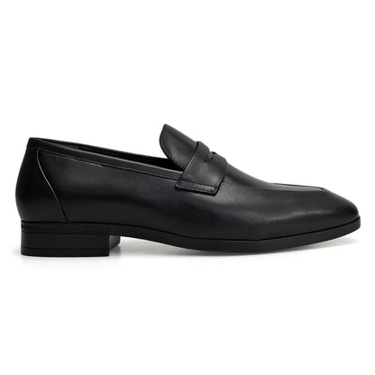Cobbler India Black Leather Loafers With Panel