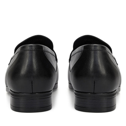 Cobbler India Black Leather Loafers With Panel