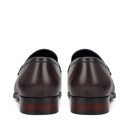 Cobbler India Grey Leather Loafers With Panel