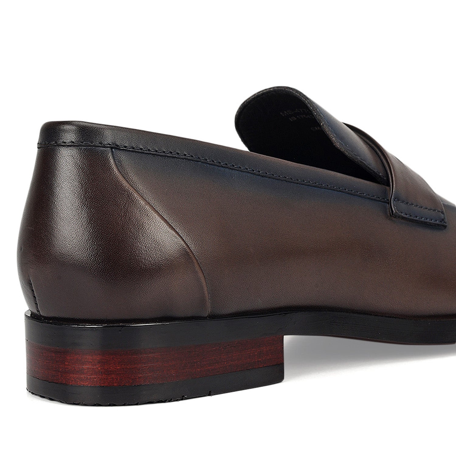 Cobbler India Grey Leather Loafers With Panel