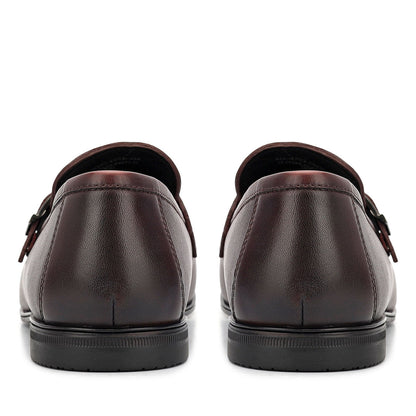 Cobbler India Burgundy Leather Loafers With Buckle Detail