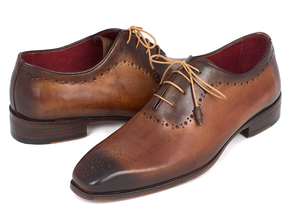 Cobbler India Men's Brown & Camel Medallion Toe Oxfords