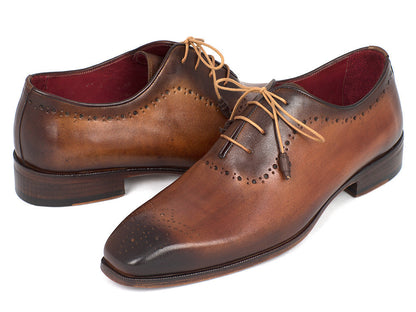 Cobbler India Men's Brown & Camel Medallion Toe Oxfords