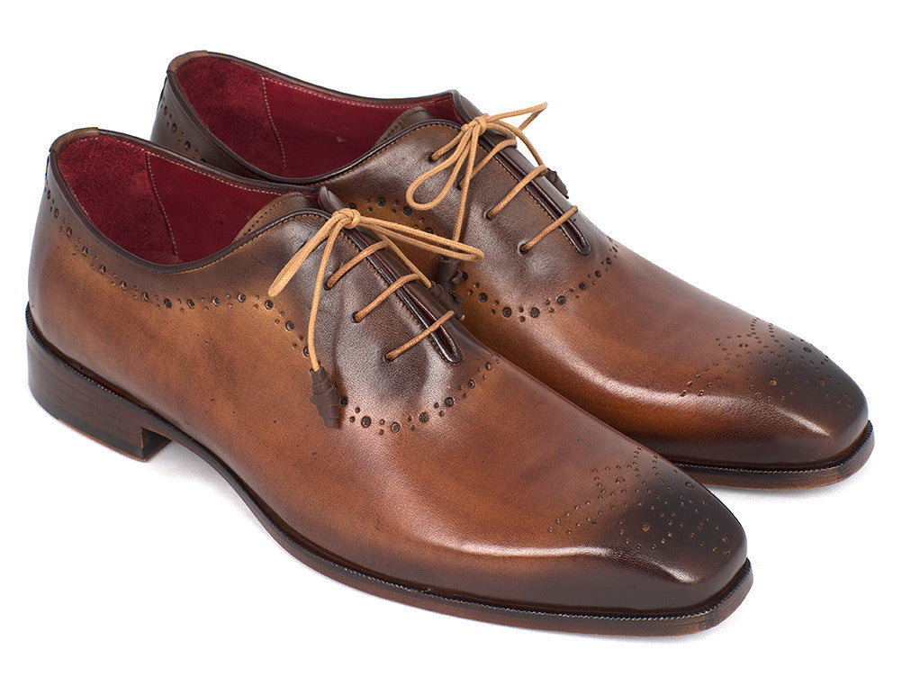 Cobbler India Men's Brown & Camel Medallion Toe Oxfords