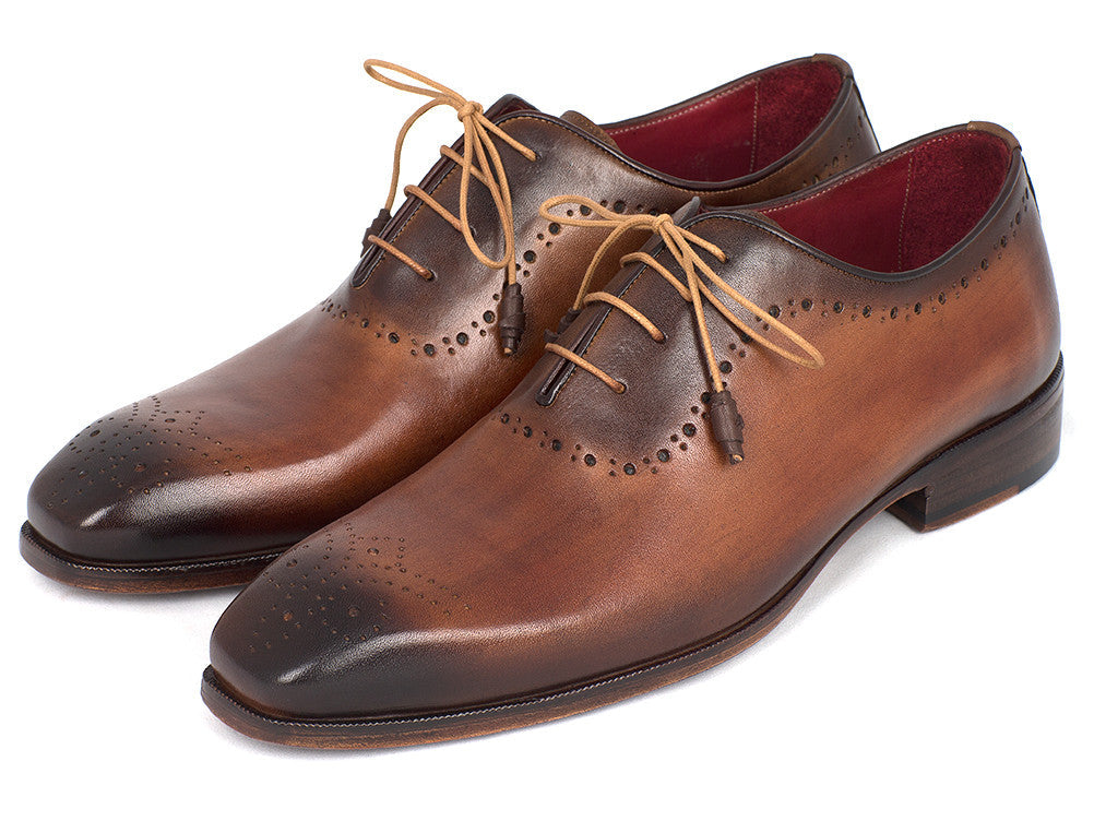 Cobbler India Men's Brown & Camel Medallion Toe Oxfords
