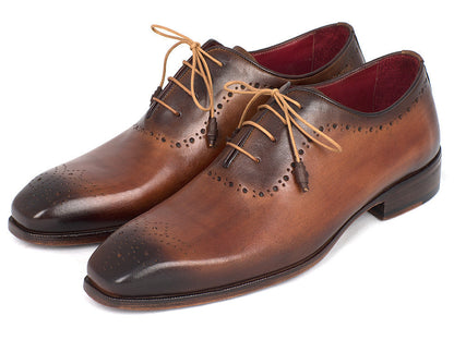 Cobbler India Men's Brown & Camel Medallion Toe Oxfords