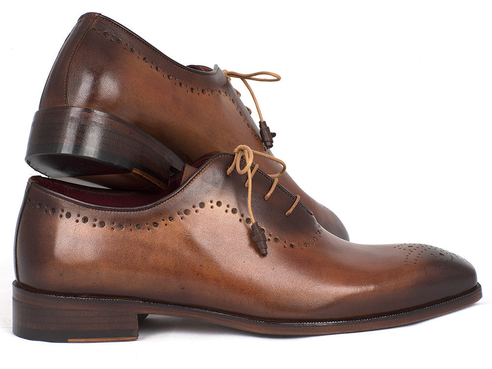 Cobbler India Men's Brown & Camel Medallion Toe Oxfords