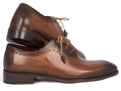 Cobbler India Men's Brown & Camel Medallion Toe Oxfords