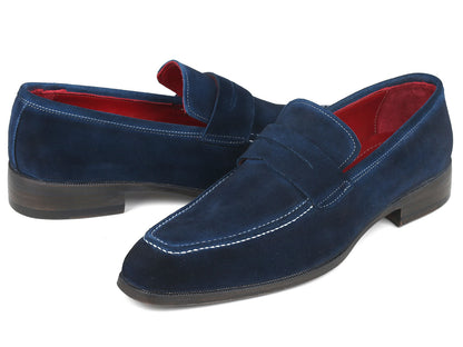 Cobbler India Men's Penny Loafers Navy Suede