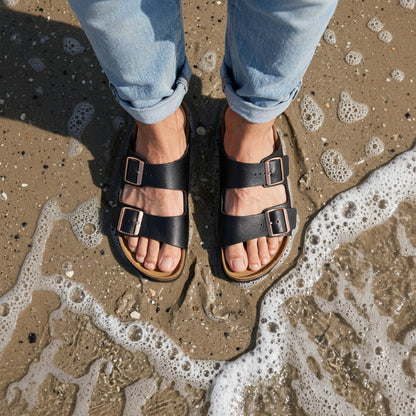 Premium Two-Strap Cork Footbed Slip-On Sandals