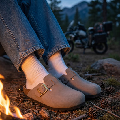 Premium Suede Cork Footbed Slip-On Clogs