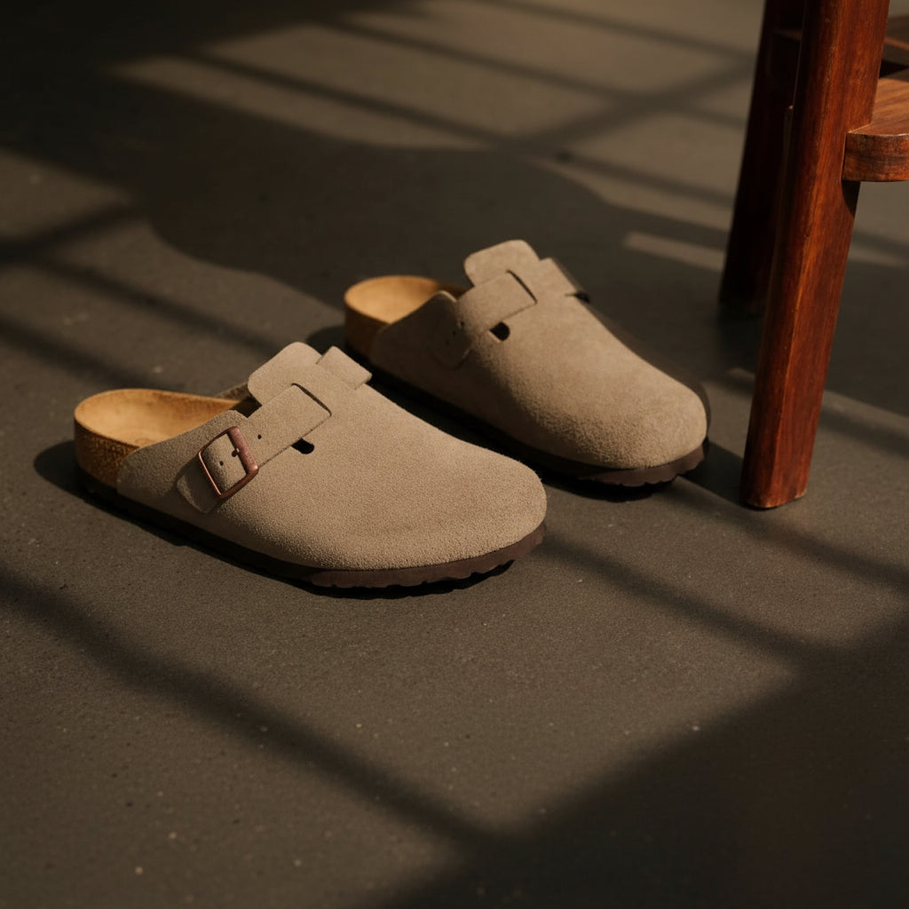 Premium Suede Cork Footbed Slip-On Clogs